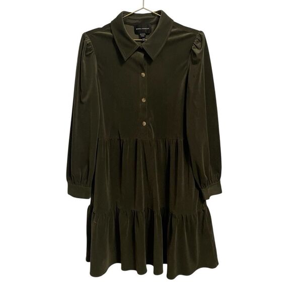 Donna Morgan Dresses & Skirts - Donna Morgan Sage Green Corduroy Dress W/Pockets Long Sleeve Size 12